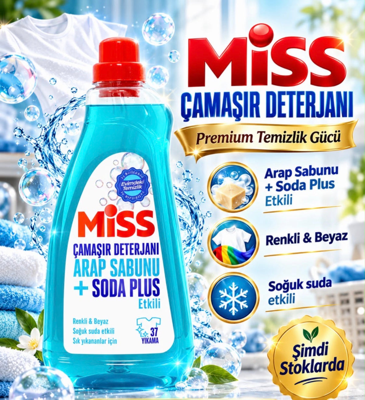 Miss Çamaşır Deterjanı Arap Sabunu + Soda Plus Etkili