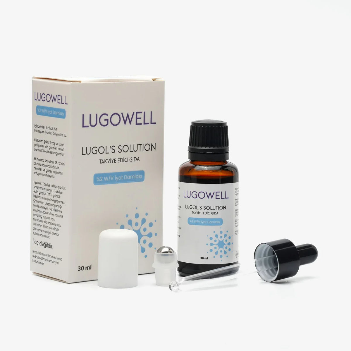 Iyot - Lugowell %2 İyot Damlası - Pipet ve Roll-on Başlıklı